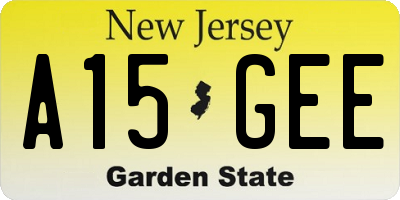 NJ license plate A15GEE