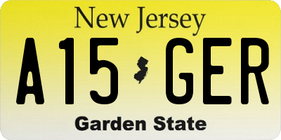 NJ license plate A15GER
