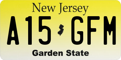 NJ license plate A15GFM