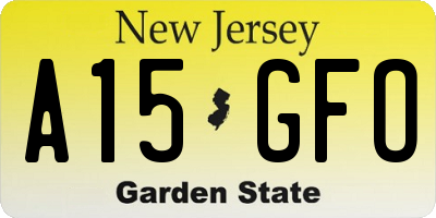 NJ license plate A15GFO