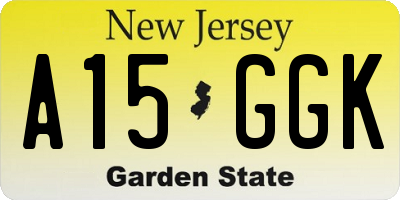 NJ license plate A15GGK