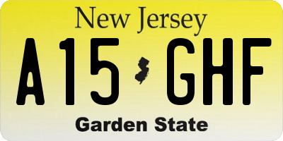 NJ license plate A15GHF