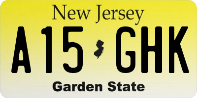 NJ license plate A15GHK