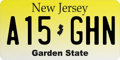 NJ license plate A15GHN
