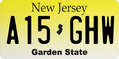 NJ license plate A15GHW
