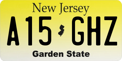 NJ license plate A15GHZ