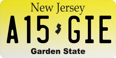 NJ license plate A15GIE