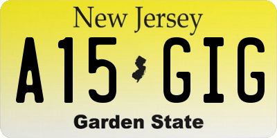 NJ license plate A15GIG