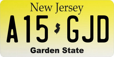 NJ license plate A15GJD