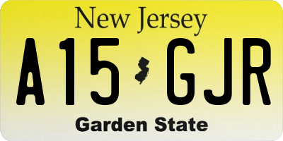 NJ license plate A15GJR