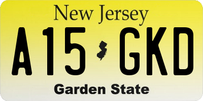 NJ license plate A15GKD