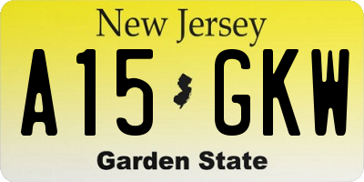NJ license plate A15GKW