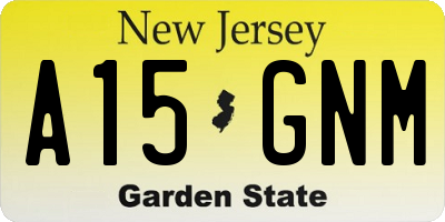 NJ license plate A15GNM
