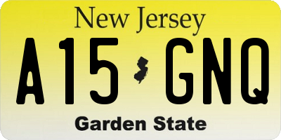 NJ license plate A15GNQ