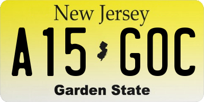 NJ license plate A15GOC