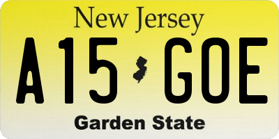 NJ license plate A15GOE
