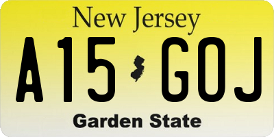 NJ license plate A15GOJ