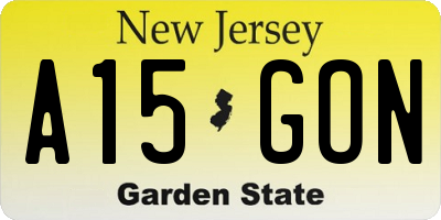 NJ license plate A15GON