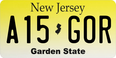 NJ license plate A15GOR