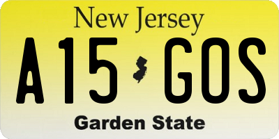 NJ license plate A15GOS