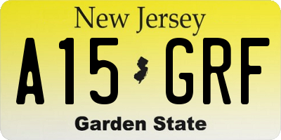 NJ license plate A15GRF