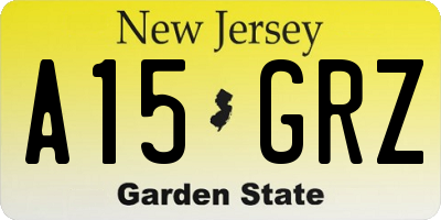 NJ license plate A15GRZ