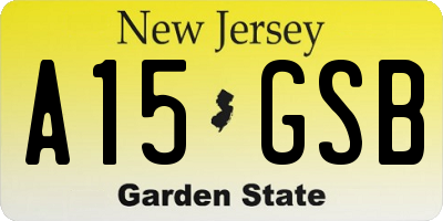 NJ license plate A15GSB