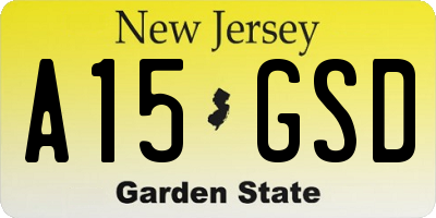 NJ license plate A15GSD