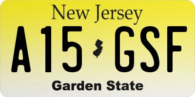 NJ license plate A15GSF