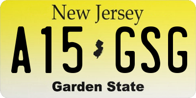 NJ license plate A15GSG