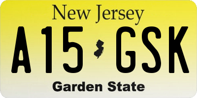 NJ license plate A15GSK
