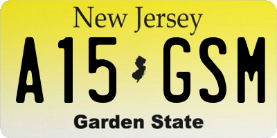 NJ license plate A15GSM