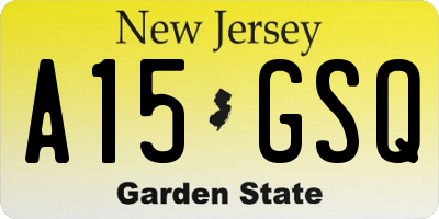 NJ license plate A15GSQ