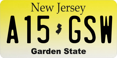 NJ license plate A15GSW