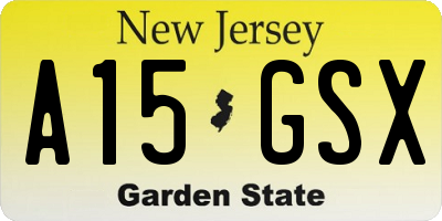NJ license plate A15GSX