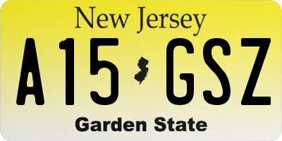 NJ license plate A15GSZ