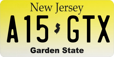 NJ license plate A15GTX