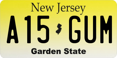 NJ license plate A15GUM