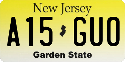 NJ license plate A15GUO