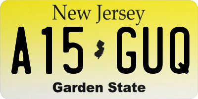 NJ license plate A15GUQ
