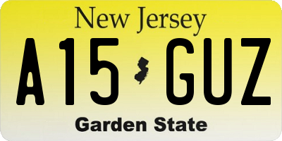 NJ license plate A15GUZ