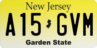 NJ license plate A15GVM