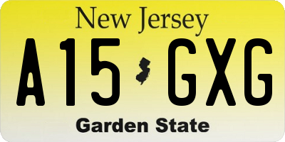 NJ license plate A15GXG