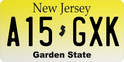 NJ license plate A15GXK