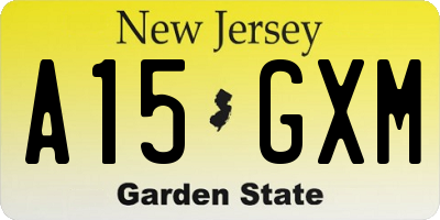 NJ license plate A15GXM
