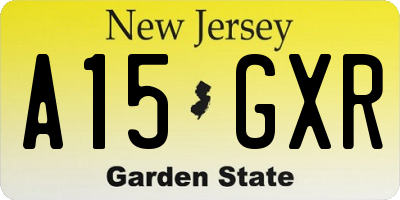 NJ license plate A15GXR