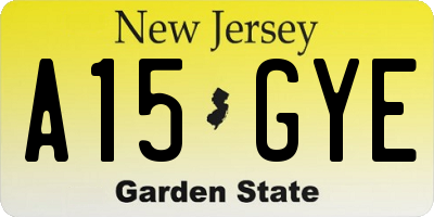 NJ license plate A15GYE
