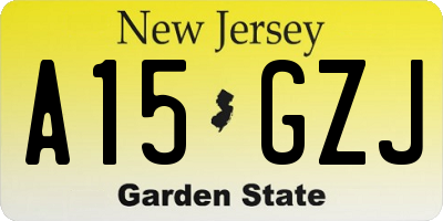 NJ license plate A15GZJ