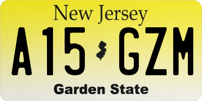 NJ license plate A15GZM