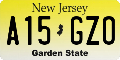 NJ license plate A15GZO